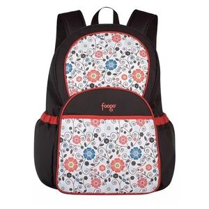 Thermos Foogo Floral Backpack Diaper Bag Poppy Patch Black